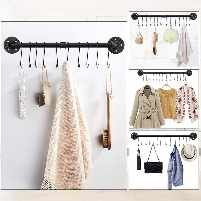 Toplife 31.5 inch Pot Rack, Kitchen Wall Mounted Detachable Pan Lid Utensils - Image 5