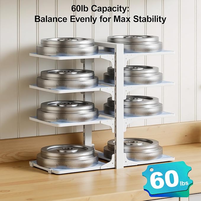 LAMU Pots and Pans Organizer under Cabinet, 8 Tier Heavy Duty Pan Organizers - Image 6