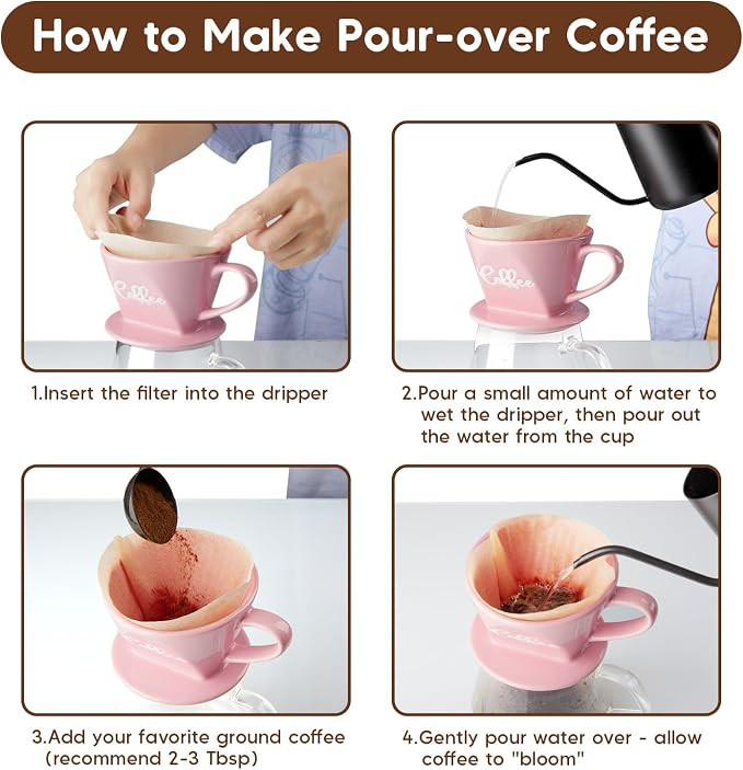 Pour Over Coffee Maker, Ceramic Pour Over Coffee Dripper, Manual Brew Maker - Image 5