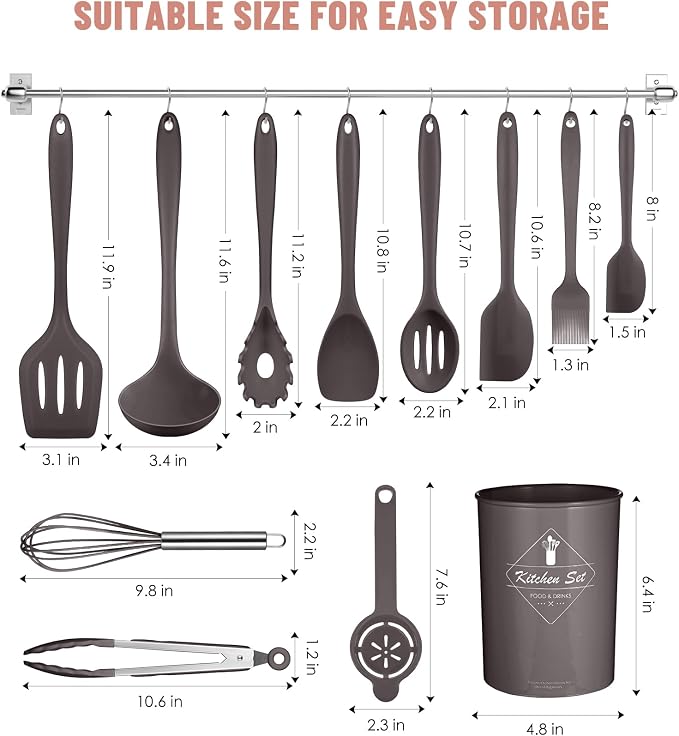 Kitchen Utensils Set-12 Pieces Silicone Cooking Utensils Set 392°F Heat - Image 2
