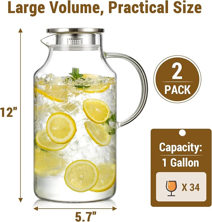2 Pack 1 Gallon thickened Glass Pitcher - Image 3