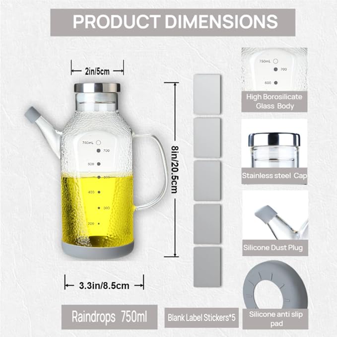 High Borosilicate Glass Oil Bottle-Olive Oil Dispenser - Image 2