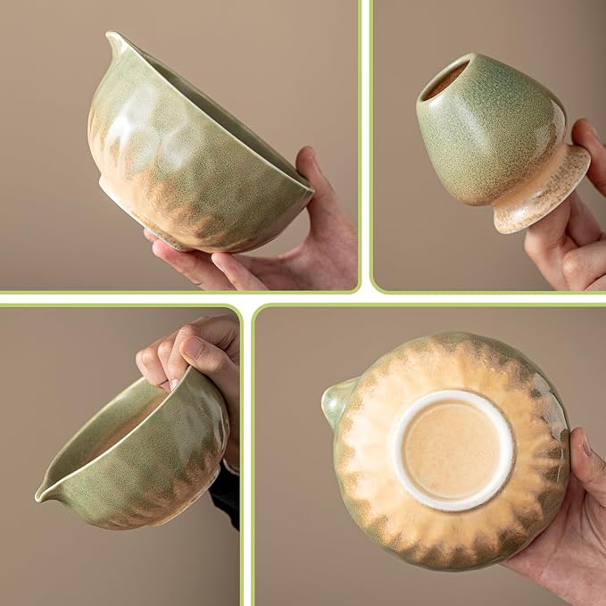 Clay&Fire Matcha Whisk Set，9 Pcs Ceramic Matcha Set, 15 OZ Matcha Bowl - Image 4