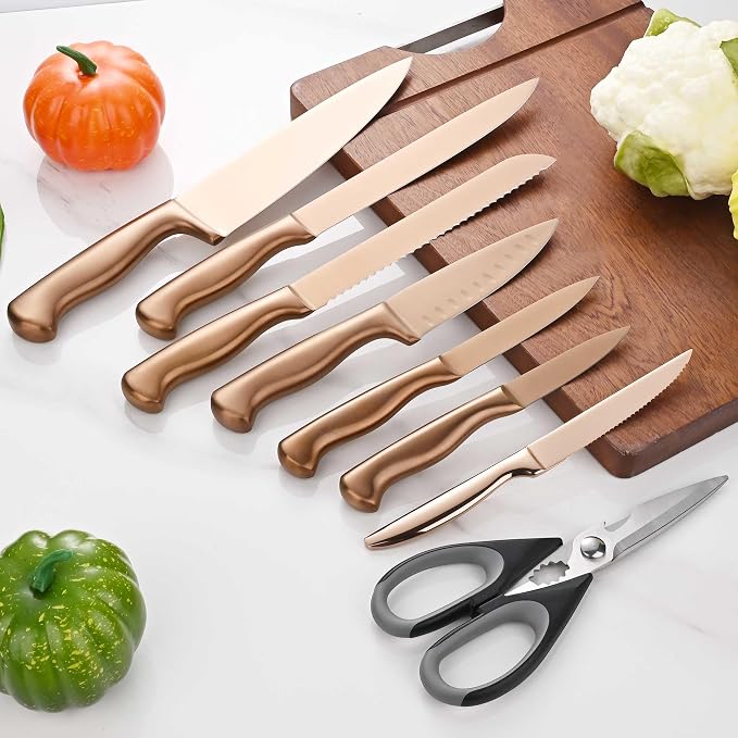 15-Piece Rose Gold Knife Block Set - Image 7