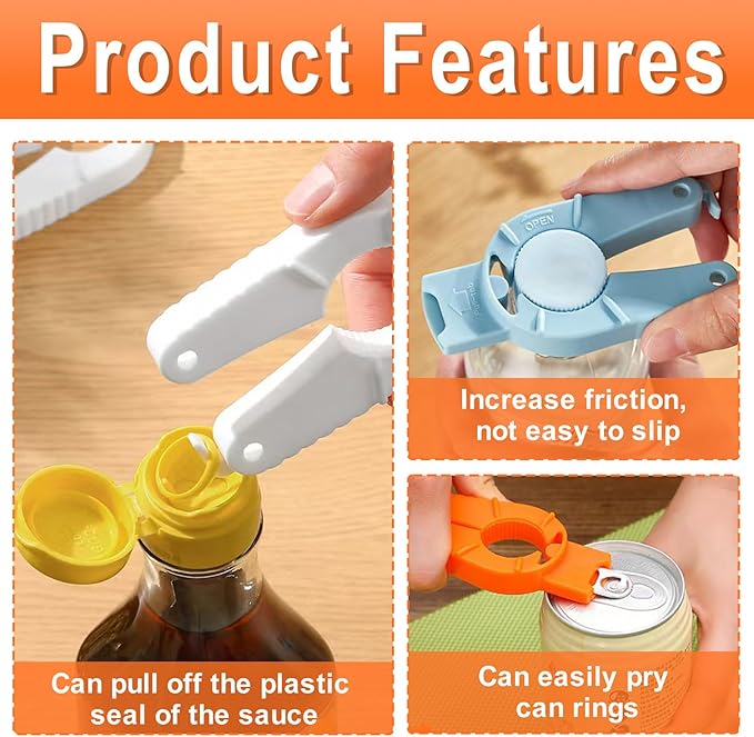 3 Pack Plastic Bottle Cap Opener, 3 in 1 Multi-Purpose Water Bottle Opener - Image 4