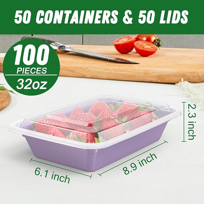 50 Pack 32 oz Meal Prep Containers Reusable - Image 2