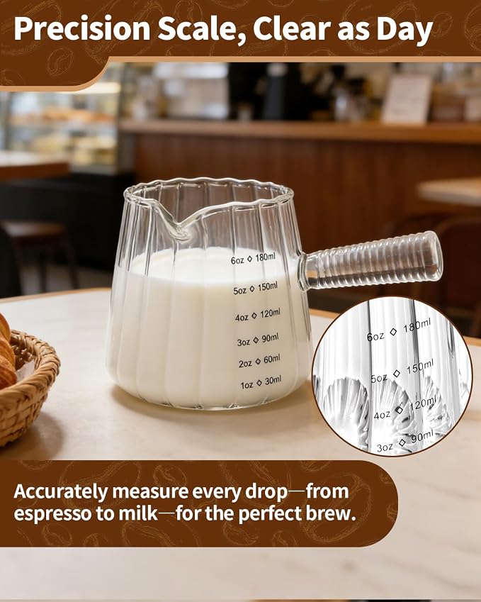 2 Pack Espresso Measuring Cup, 6oz Borosilicate Glass Espresso Cups - Image 4
