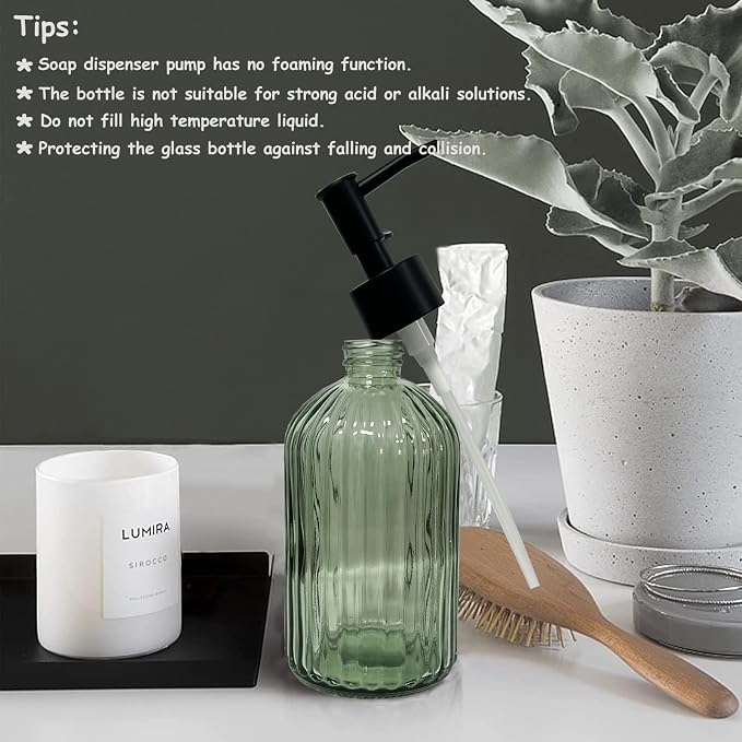 Green Glass Soap Dispenser Set - Image 6