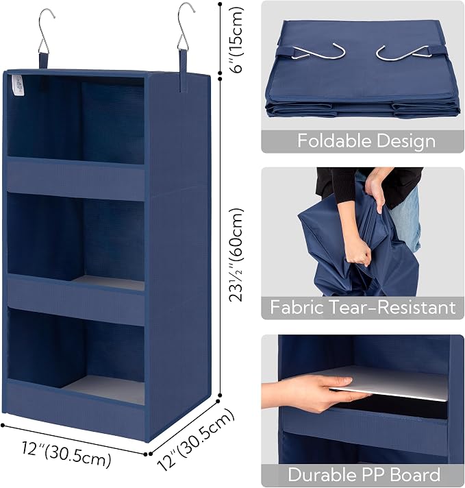 GRANNY SAYS 3-Shelf Closet Organizers and Storage, Foldable Hanging Closet - Image 3