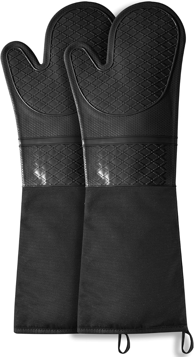 Extra Long Silicone Oven Mitts, Heat Resistant Oven Gloves by FunSiltasy