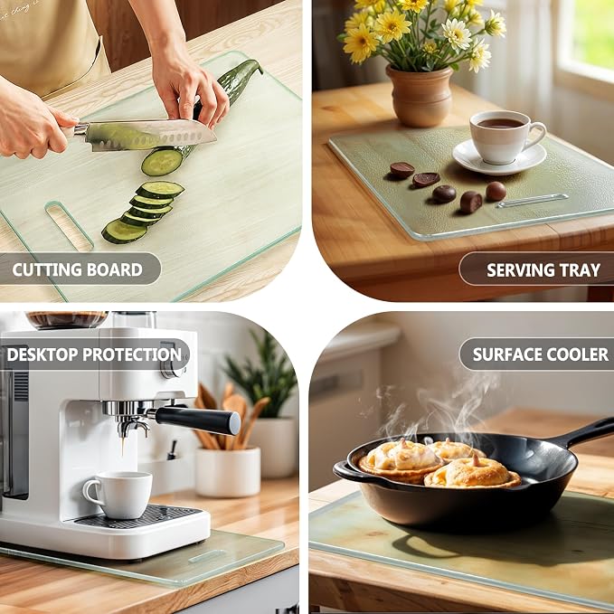Tempered Glass Cutting Board for Kitchen Counter, Plastic Free, Scratch - Image 7