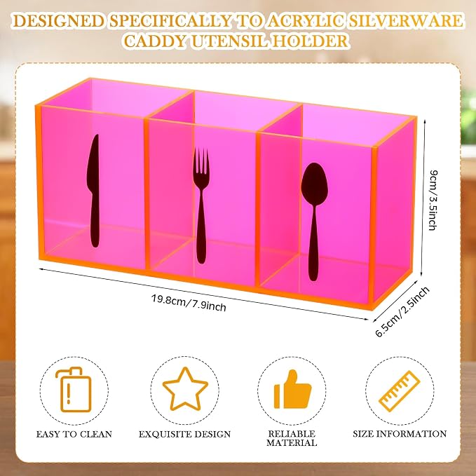 Suzile Acrylic Cutlery Storage Organizer Bin Silverware Caddy Countertop Knife - Image 2