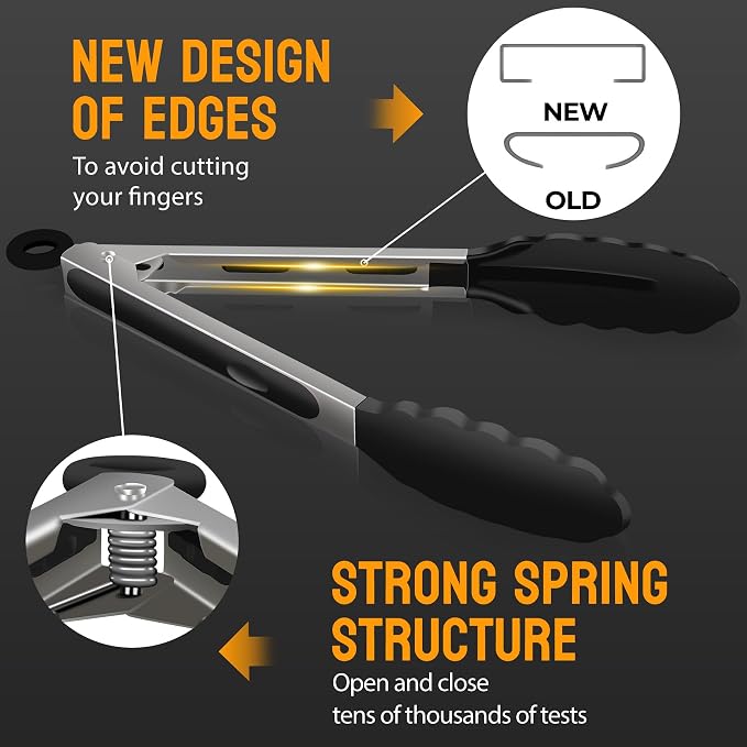 Hotec Silicone Kitchen Tongs for Cooking 9-Inch Serving Tongs - Image 7