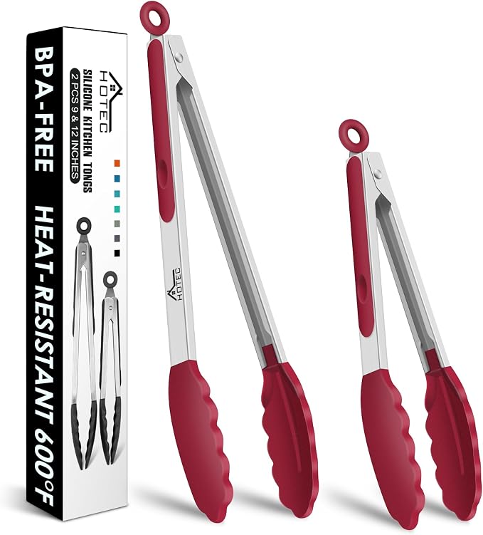 HOTEC Premium Stainless Steel Locking Kitchen Tongs by Hotec