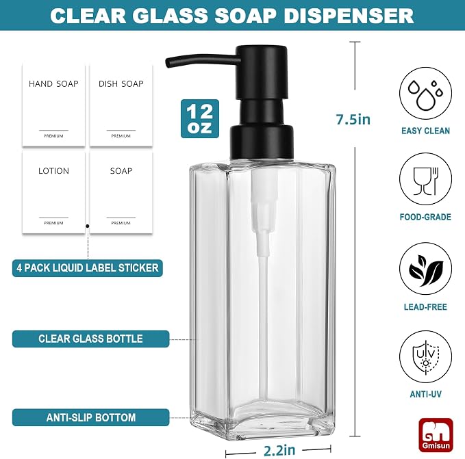 GMISUN Glass Soap Dispenser - Image 2