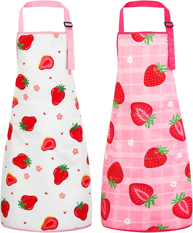 2 Pack Kids Apron, Cute Cooking Aprons, Waterproof Art Apron - Image 8