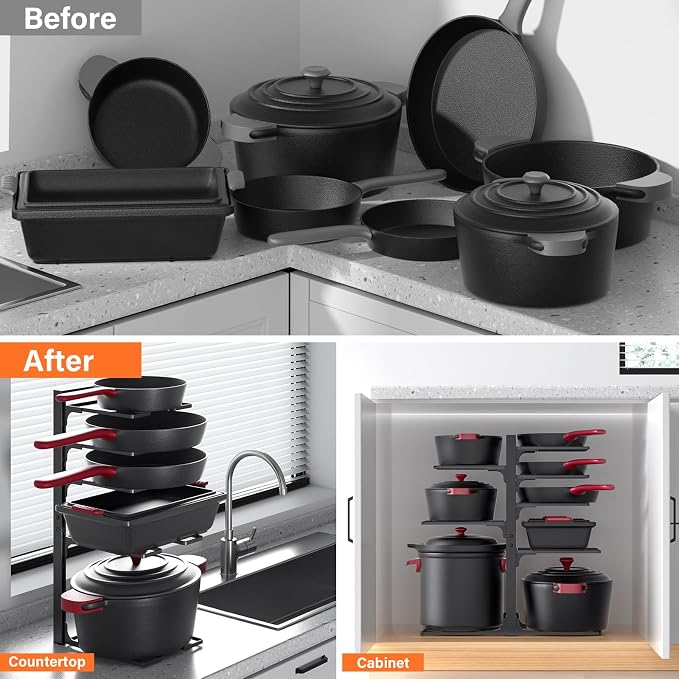 MUDEELA Pots and Pans Organizer under Cabinet 20.8" Height, Heavy Duty - Image 7