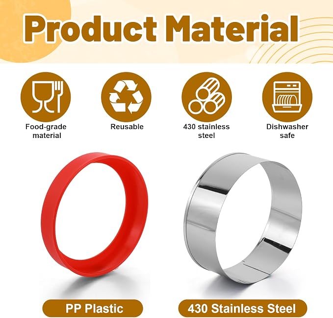 4 Pcs Round Cookie Cutter Set, Stainless Steel Circle Biscuit Cutters, 4 Sizes - Image 3