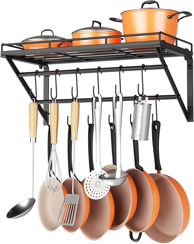 OROPY 23 Inch Wall Mounted Pot Rack Storage Shelf by OROPY