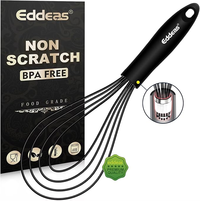 Flat Whisk, EDDEAS Silicone Gravy Whisk by Eddeas
