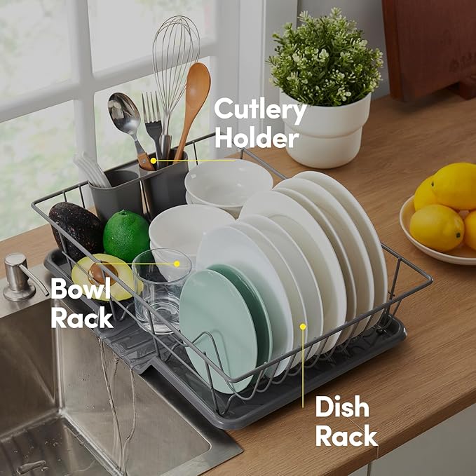 Sweet Home Collection Space-Saving 3-Piece Dish Drainer Rack Set: Efficient - Image 5