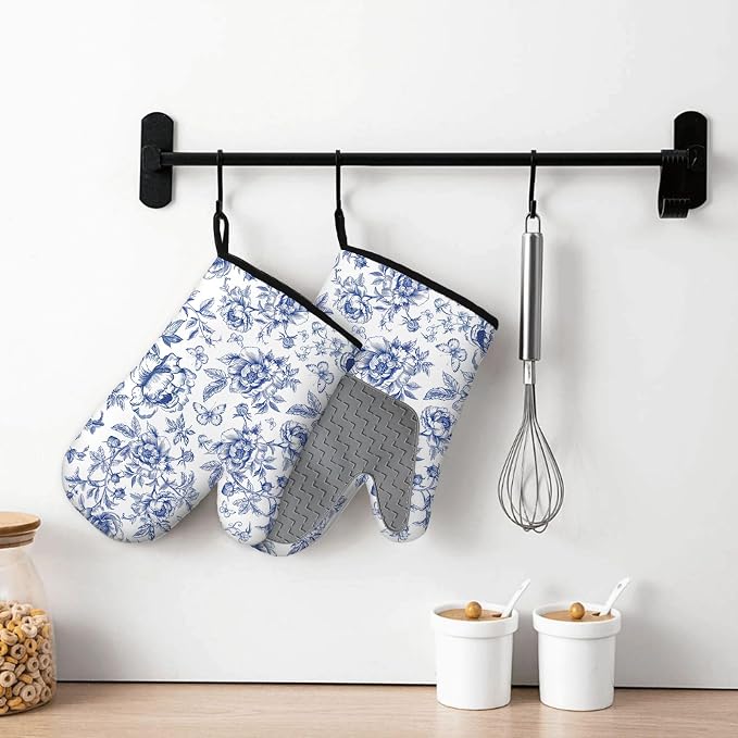 Floral Oven Mitts and Pot Holders Sets of 3, Botanical Print Heat Resistant - Image 6