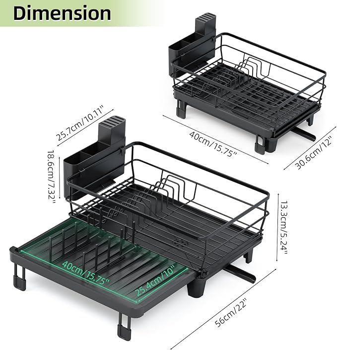 TOOLF Extendable Dish Drying Rack, Large Expandable Dish Drainer, Dryer Rack - Image 2