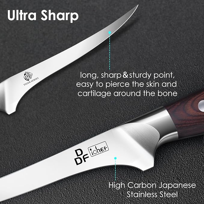 DDF iohEF Fillet Knife 7 Inch Professional Boning Knife High Carbon Japanese - Image 2