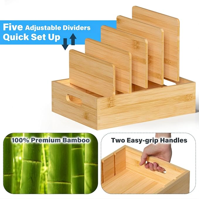 Kiasthome Bamboo Lid Organizers Inside Cabine, Kitchen Cabinet Organizer - Image 5