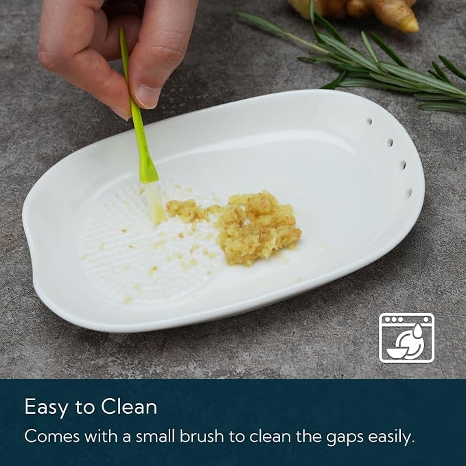 KITCHENDAO 3 in 1 Porcelain Ginger Grater Tool Spoon Rest Herb Stripper - Image 6