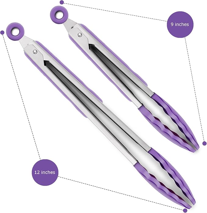 2 Pack Silicone Kitchen Tongs – 9" & 12" Set, Heat Resistant up to 500°F - Image 4