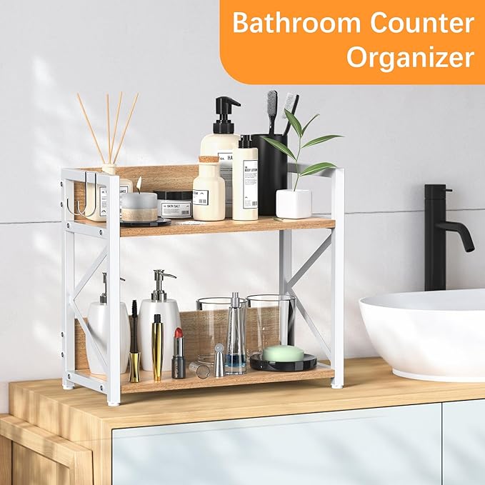 RUILALIFE Kitchen-Countertop-Organizer-Shelf, 2 Tier Coffee Bar Station - Image 4