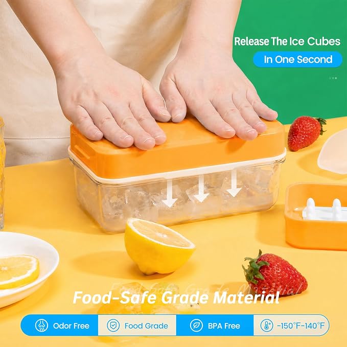 Ice Cube Tray with Lid and Bin, Ice Trays - Image 2