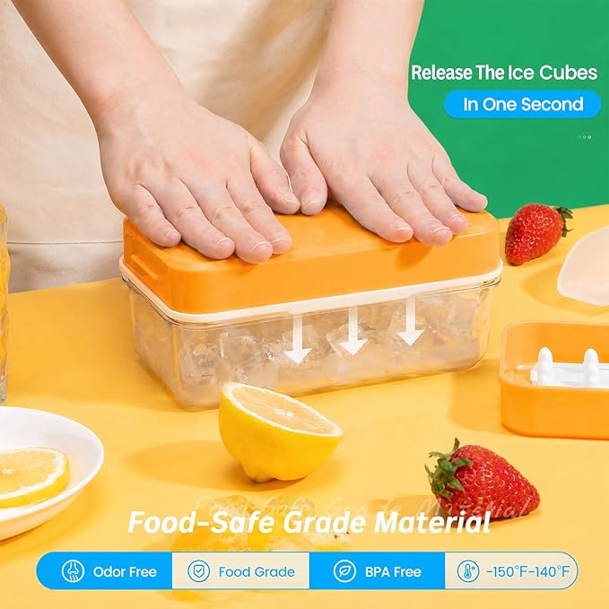 PHINOX Ice Cube Tray with Lid and Bin, Ice Trays - Image 2