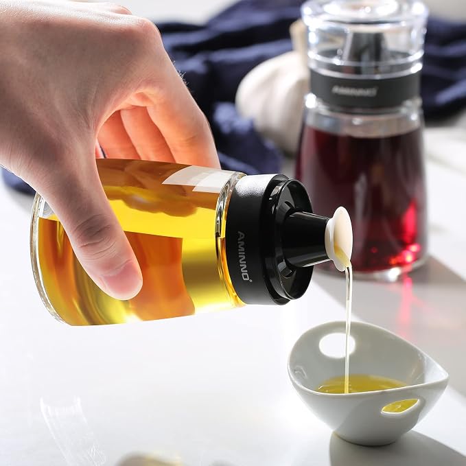 5.5oz Oil and Vinegar Cruets 2 Pack Glass Oil Dispenser Bottles - Image 5