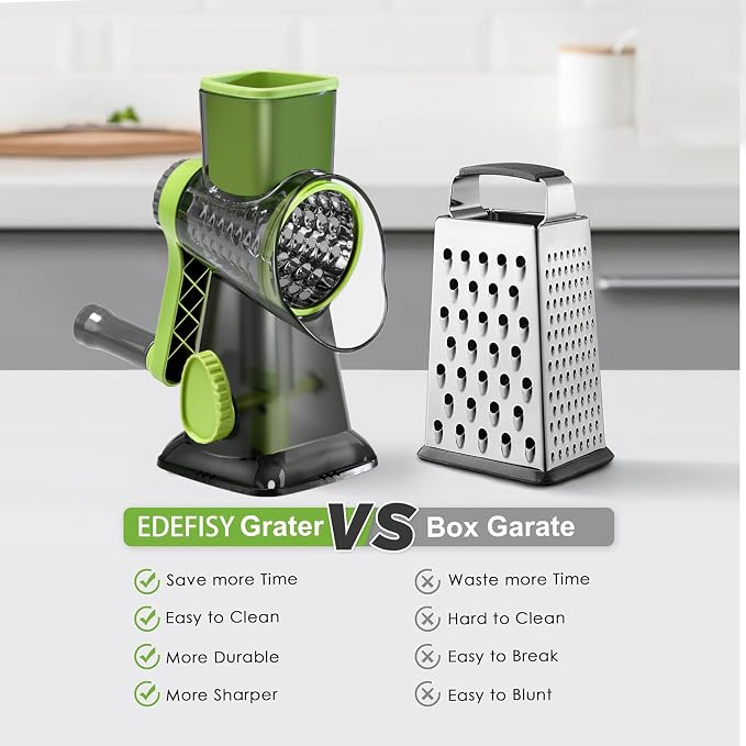 Quick Rotating Cheese Grater, Manual 3-in-1 Vegetable Chopper - Image 5