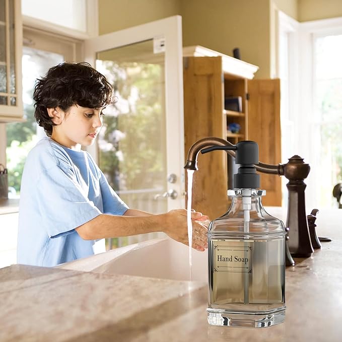 GLADPURE 2 Pack Soap Dispenser, 18 Oz Antique Design Thick Glass Hand - Image 7