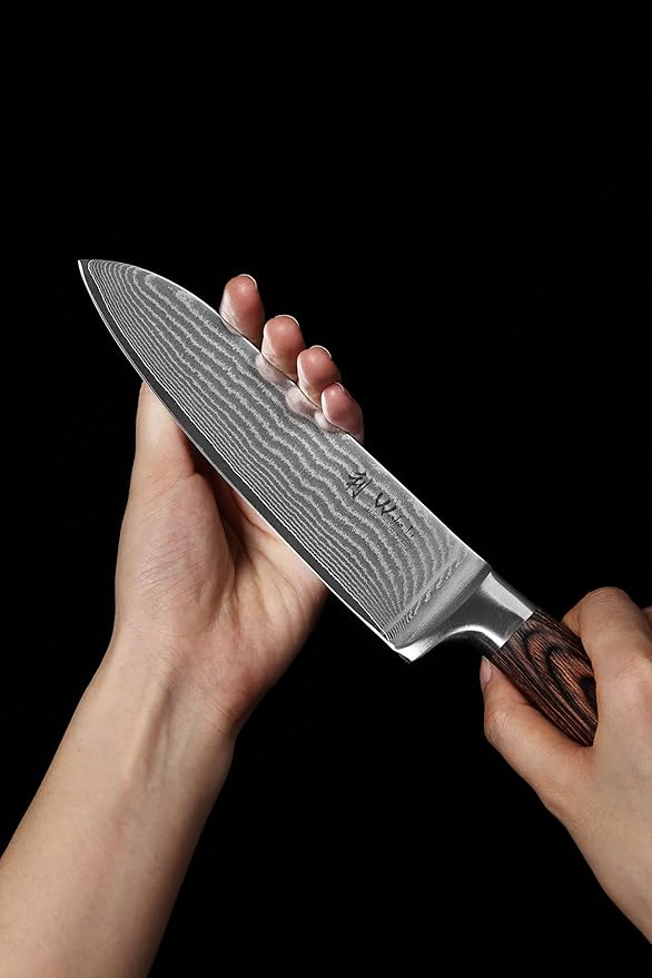 Wakoli EDIB 3-Piece Damascus Kitchen Knife Set in Wooden Gift Box, Razor Sharp - Image 10