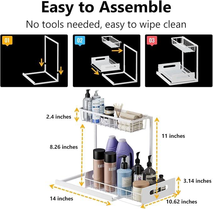 Ceetug Under Sink Organizers and Storage 2 Tier Slide Out Kitchen Cabinet - Image 4
