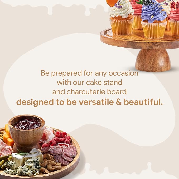 HOMESPHERE Acacia Wood Cake Stand - Image 5