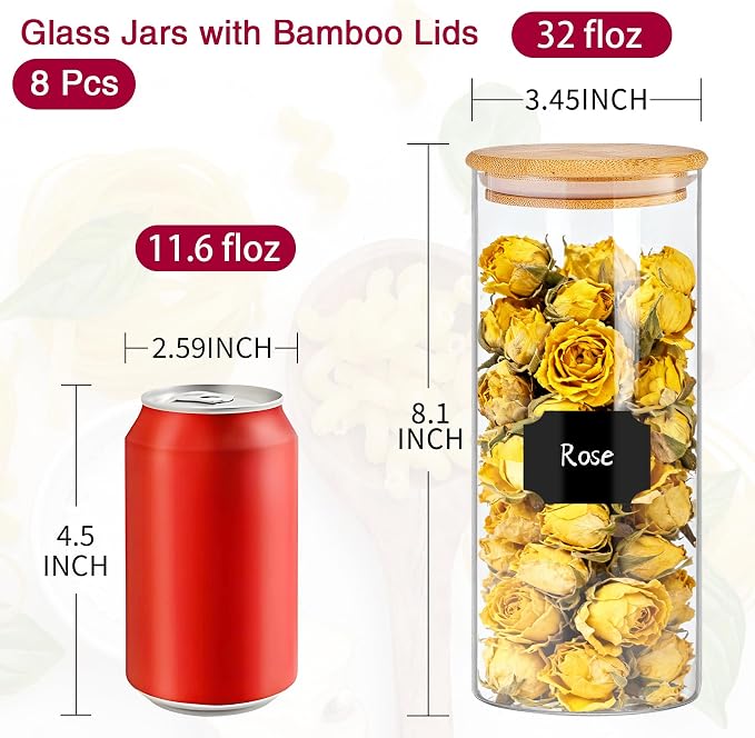 BGraceyy 32 oz 8 Pcs Glass Jars - Image 2