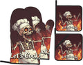Funny Skull Oven Mitts with Matching Potholders by Unknown