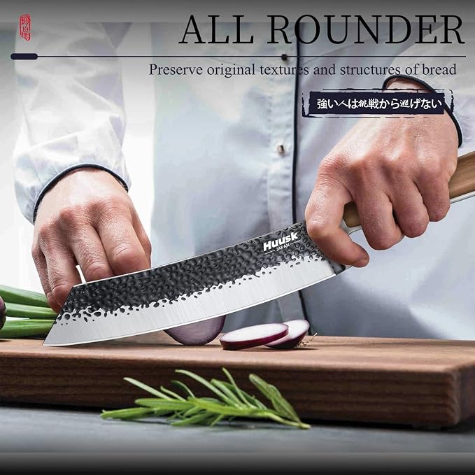 Huusk Butcher Knife 8.5 Inch Meat Cleaver Knife Japanese Vegetable Cleaver High - Image 5