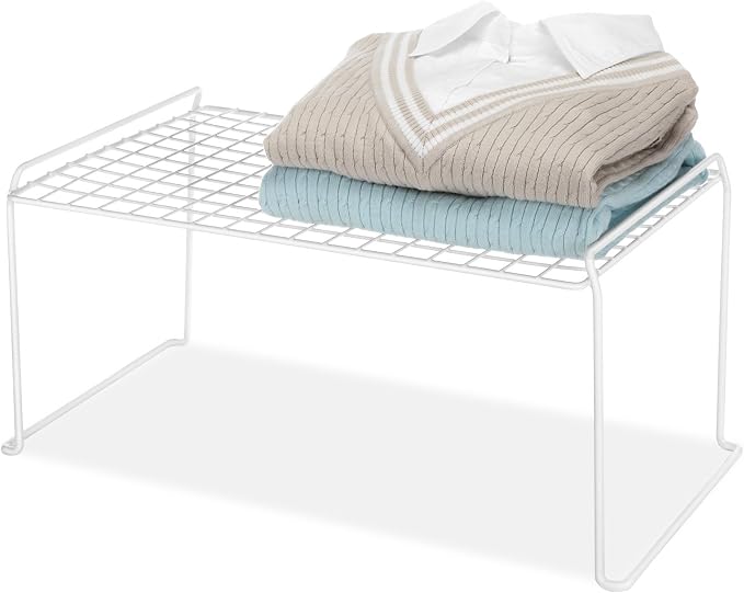 Whitmor Medium 1 Tier Stacking Helper Shelf, Durable Plastic, Wire Shelf by Whitmor
