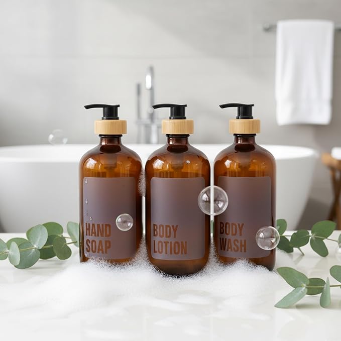 SAVVY & SORTED Amber Glass Hand Soap Dispenser - Image 6