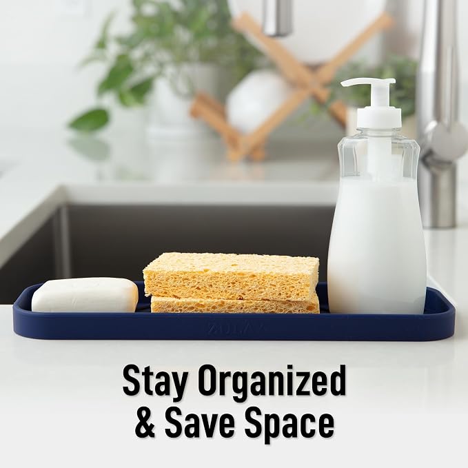 Zulay Kitchen Large Silicone Sponge Holder – Flexible Sink Organizer Tray - Image 6