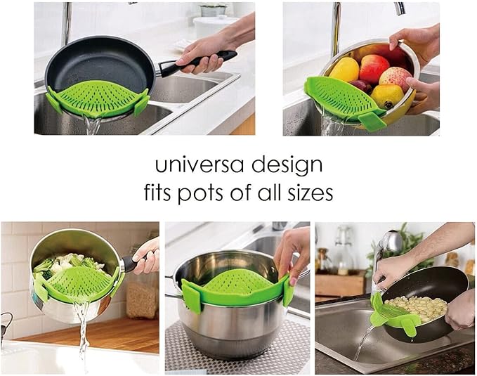 Clip-on Kitchen Food Strainer for Spaghetti, Vegetables. Silicone Kitchen Food - Image 2