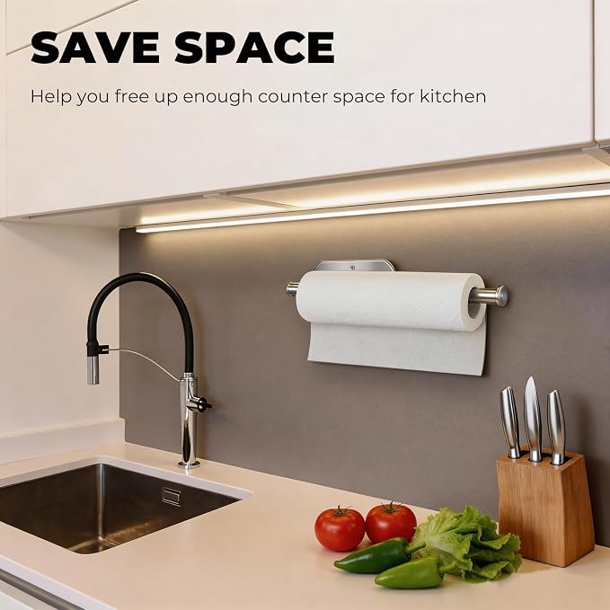 CUXIXA Paper Towel Holder Under Cabinet 2 Pack, Stainless Steel Paper Towel - Image 5