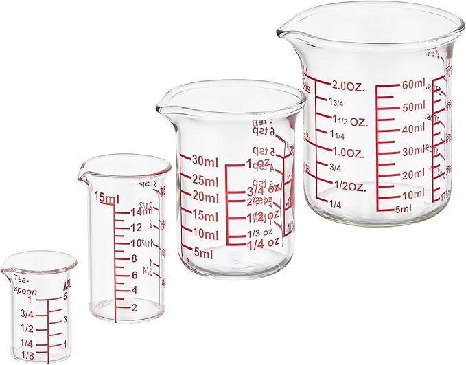 Ackers 4-Piece Glass Measuring Cup Set, Borosilicate Beaker Style Nesting by AckersBORO33