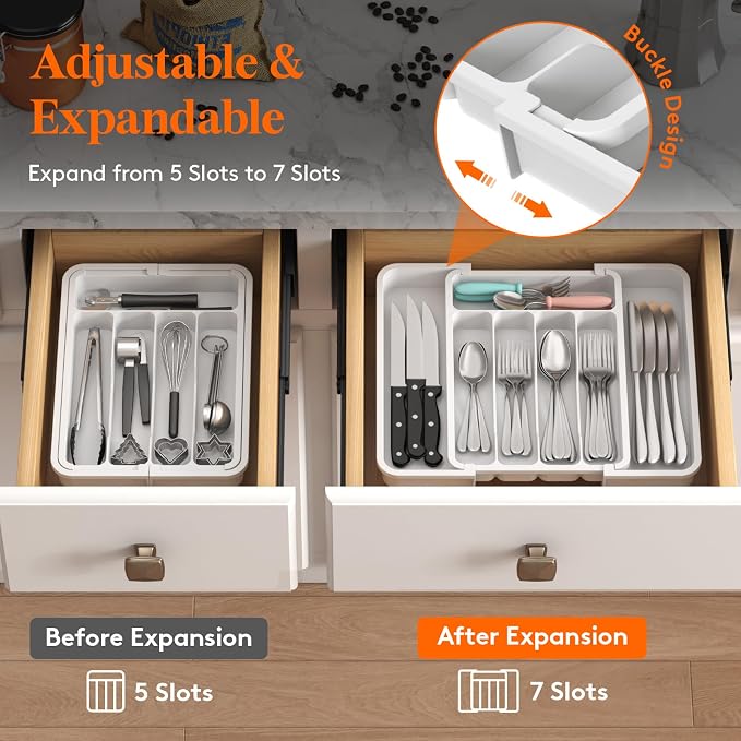 Lifewit Silverware Drawer Organizer, Expandable Utensil Tray - Image 2